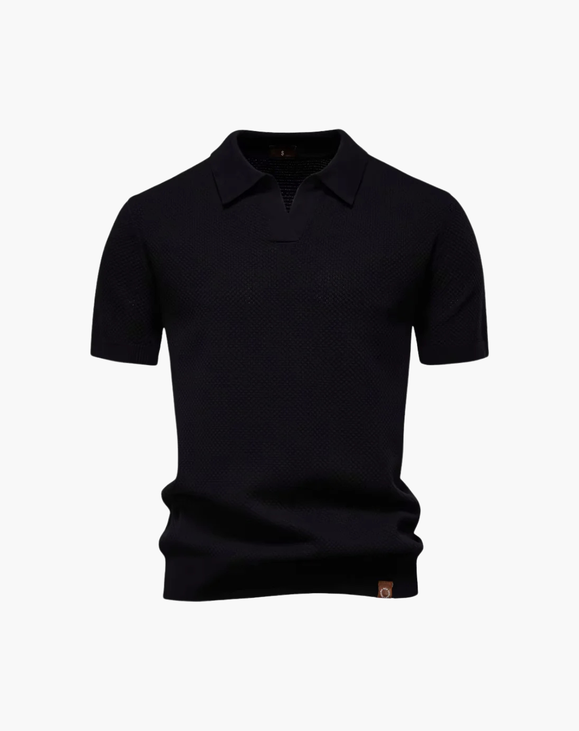 Open-Collar Pointelle Knit Polo