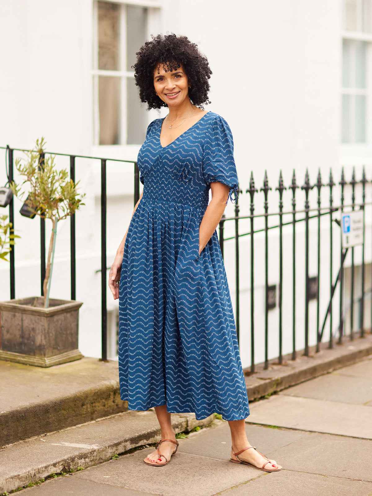 Maddie Wave Print Midi Dress