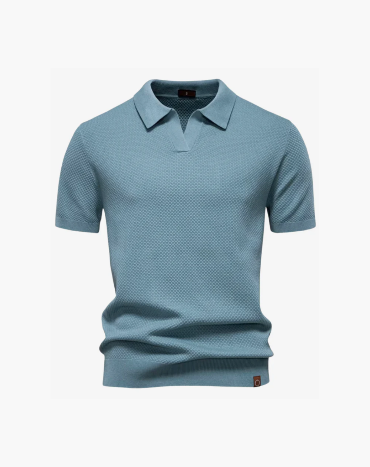 Open-Collar Pointelle Knit Polo