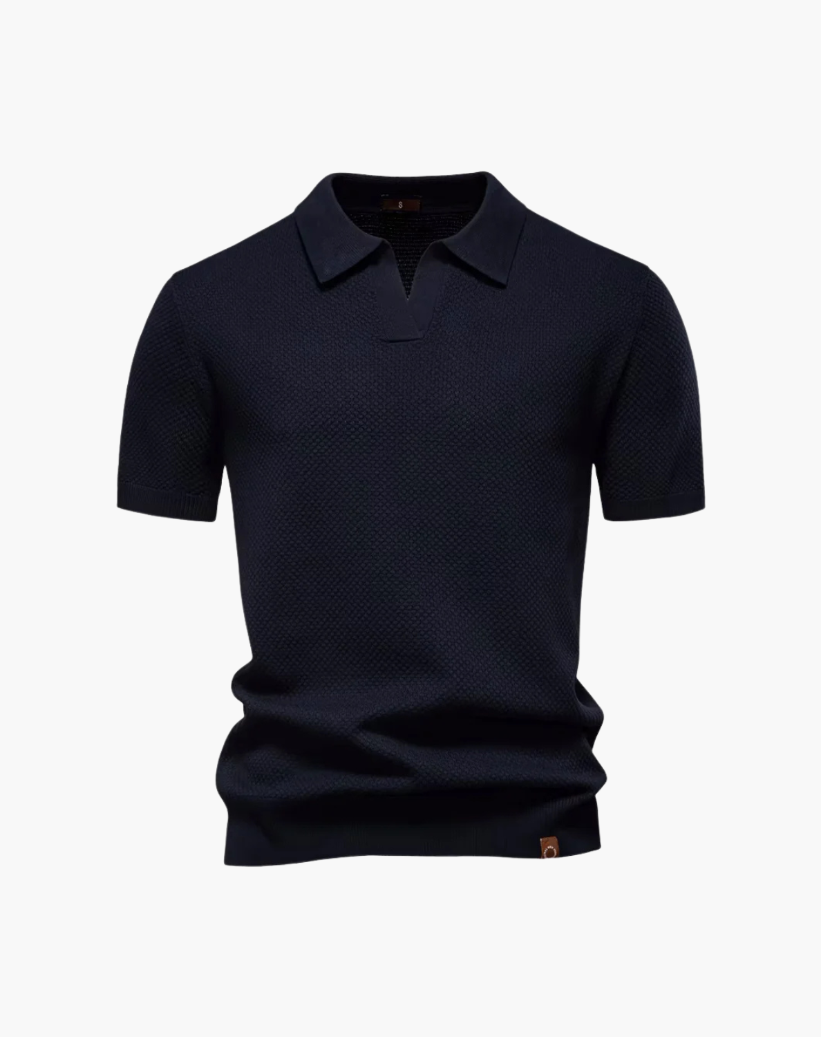 Open-Collar Pointelle Knit Polo
