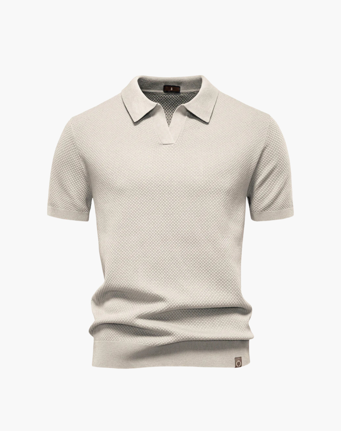 Open-Collar Pointelle Knit Polo